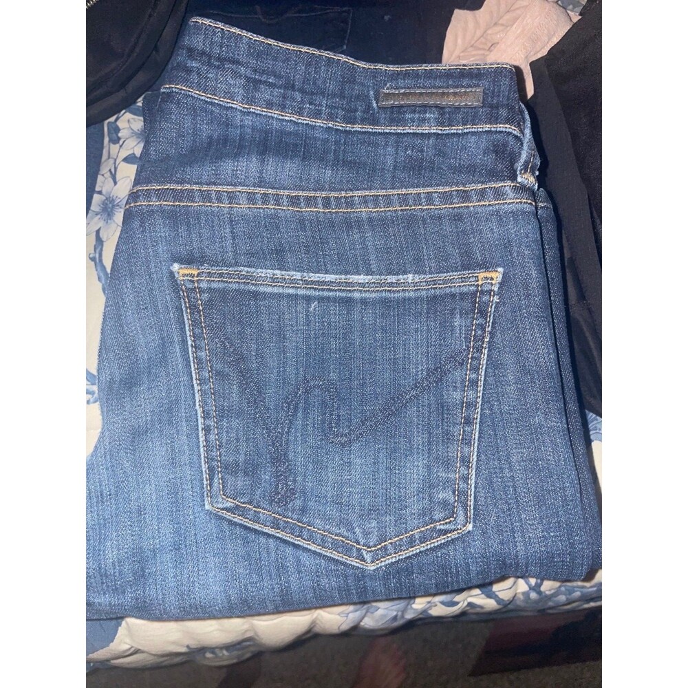 Paige Women's Peg Super Skinny Jeans Dark Blue Size 26 High-Rise 5-Pocket Design